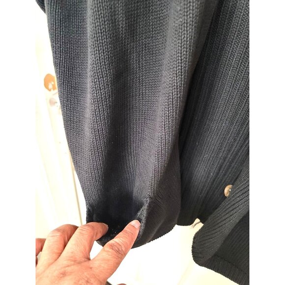 Preview Basics Y2k Black Cardigan Women's XL Ribbed Design Button Closure - Picture 6 of 14